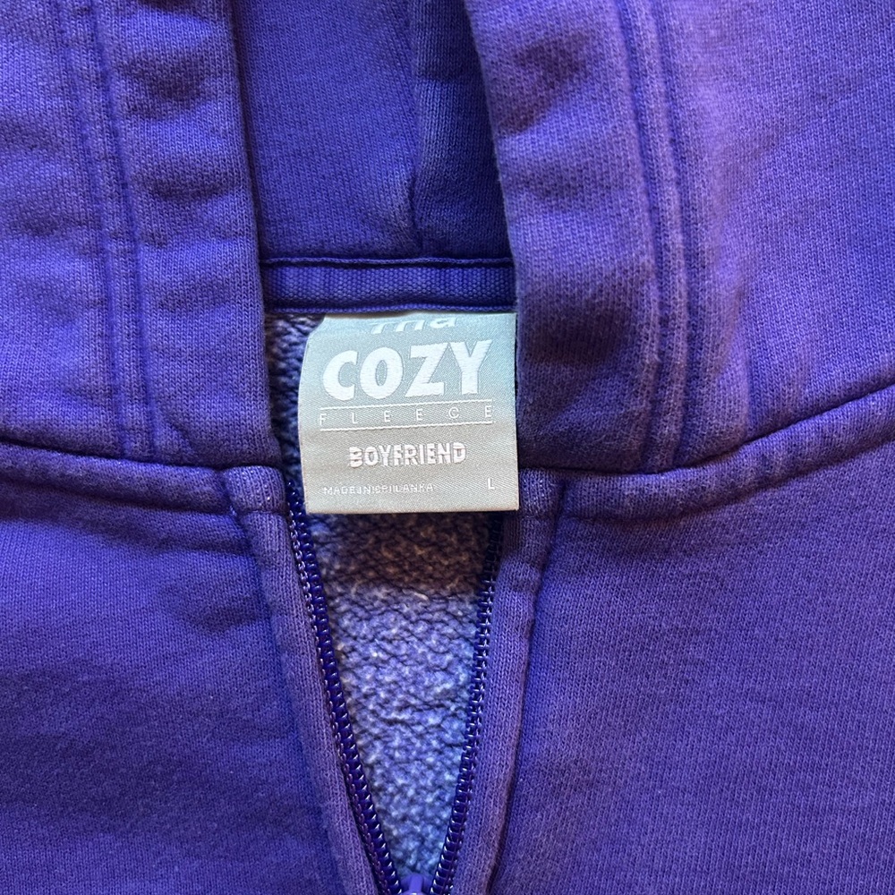 Aritzia Cozy Sweatfleece Boyfriend Boxy Zip Purple Hoodie